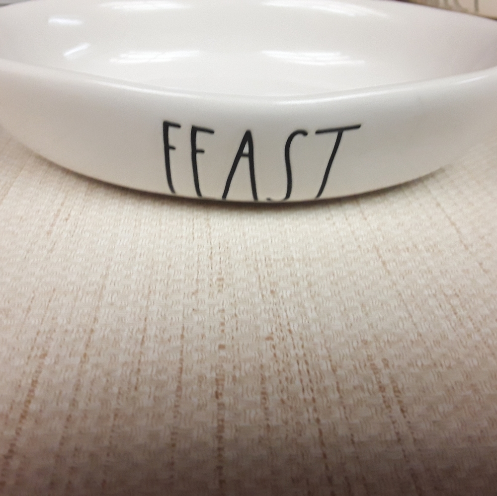 Rae Dunn Cat Dog White Pet Bowl Feast